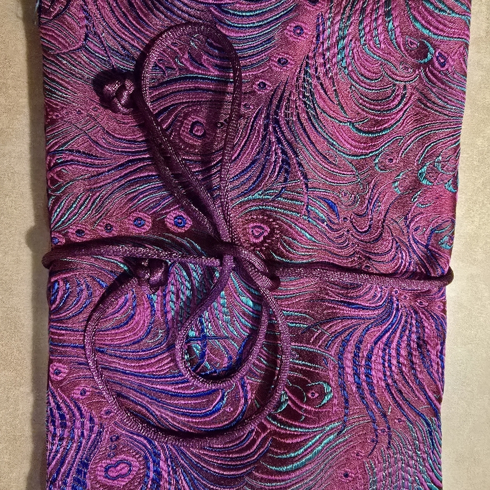 New JewelryTravel Bag By Cathayana Purple In Peacock Feather